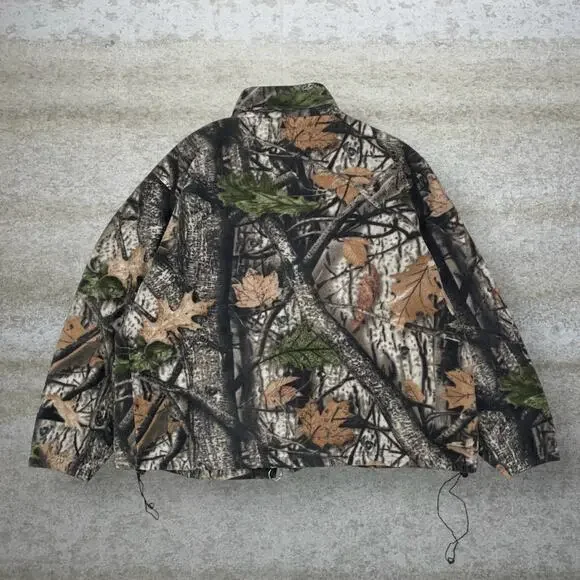 Vintage 90s Big Bill Jacket Mens 2XL Hunting Camo Fleece Full Zip Woodland - Picture 2 of 3